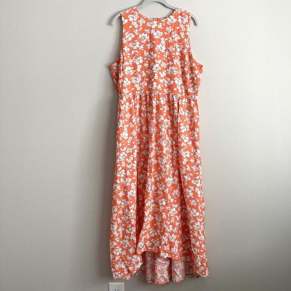 Draper James Coral Maxi Dress with White Floral Print